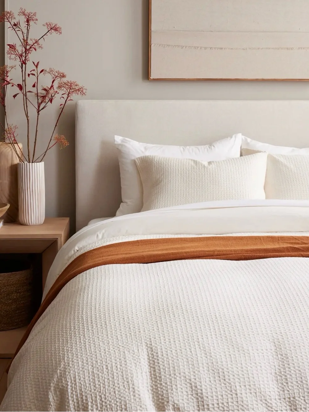 NWOT Undyed Honeycomb 100% Organic Cotton Duvet Cover Set - Retail $114